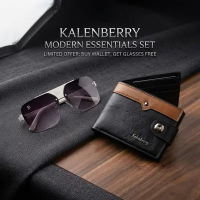 Modren Style Men's Leather Wallet Free Glasses